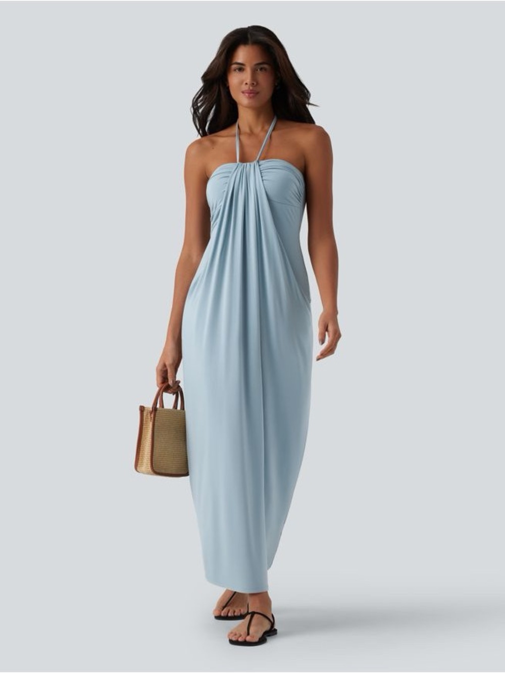 Halter Tie Back Maxi Dress with Pockets